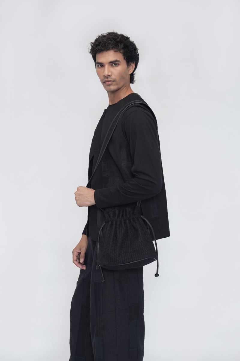 Jinpa Bag cotton by Turn Black in black color for women in Singapore