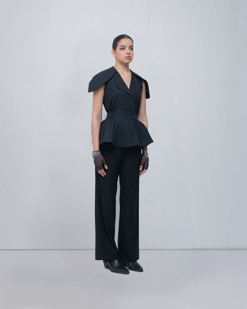 Daria Top viscose top/shirt by Leh Studios in black for women in Singapore