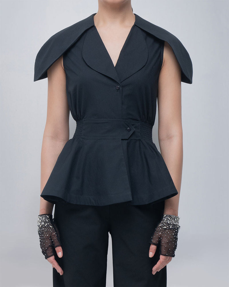 Daria Top viscose top/shirt by Leh Studios in black for women in Singapore