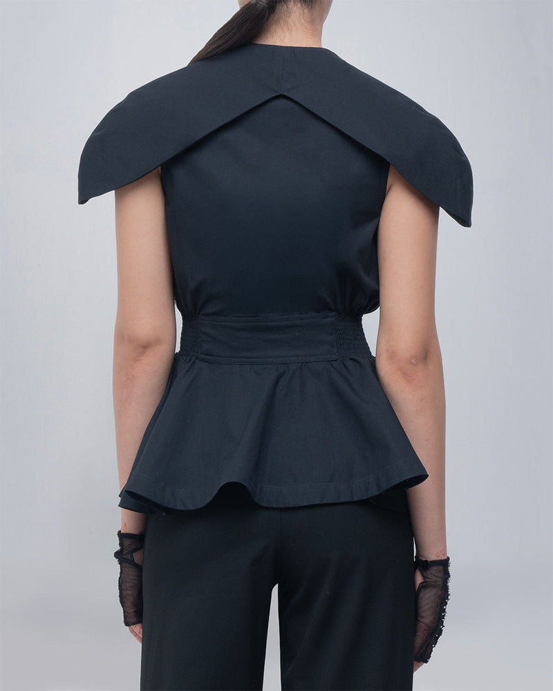 Daria Top viscose top/shirt by Leh Studios in black for women in Singapore