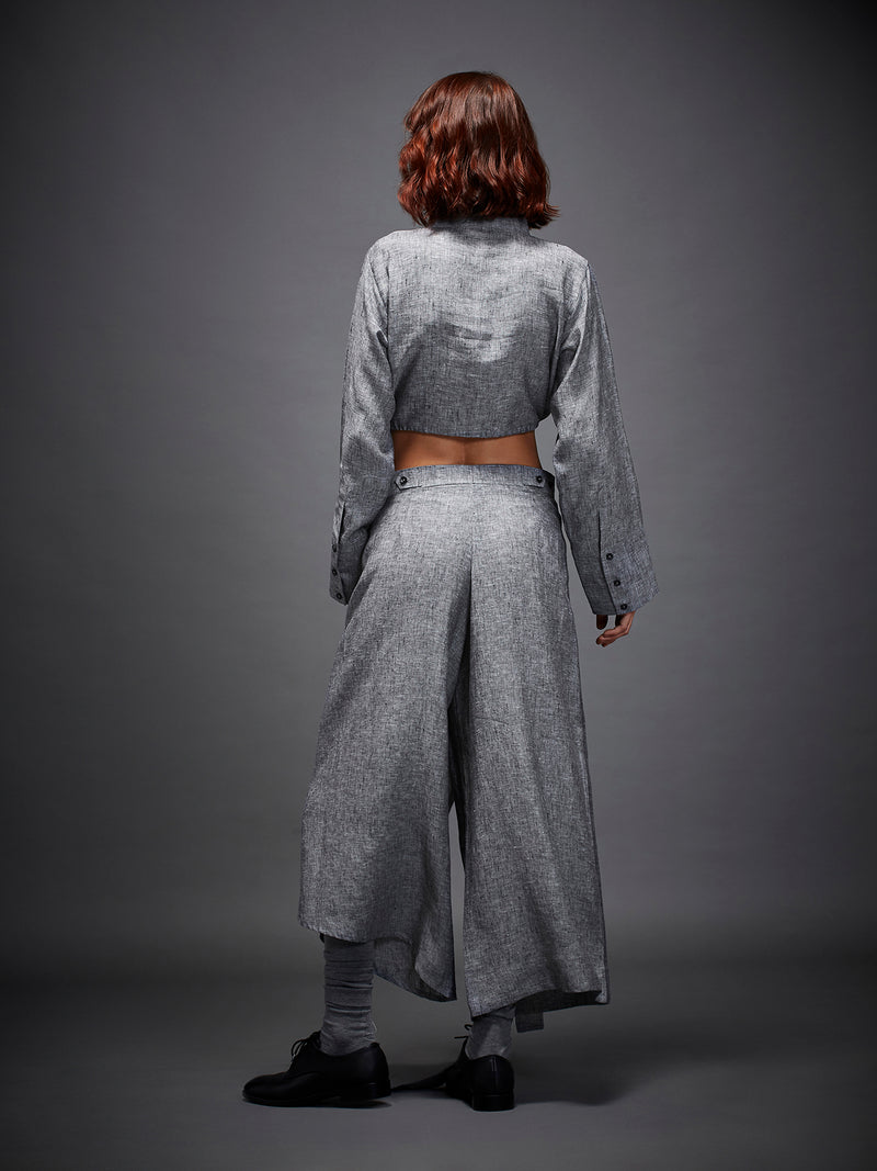 OLIVIA TROUSER linen by Chola in grey color for women in Singapore