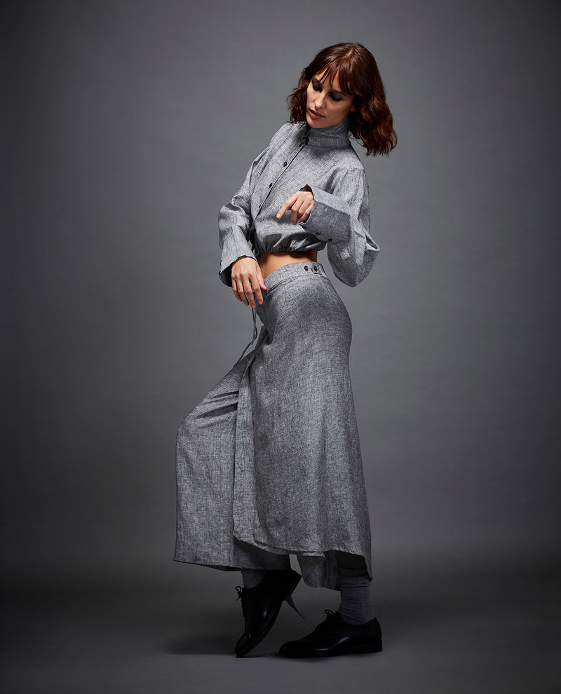 OLIVIA TROUSER linen by Chola in grey color for women in Singapore