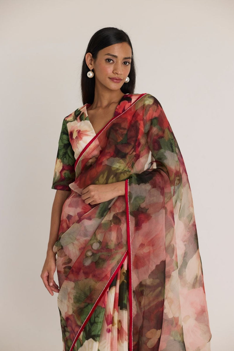 SCARLETT SILK ORGANZA SAREE organza by Yam in multi color for women in Singapore