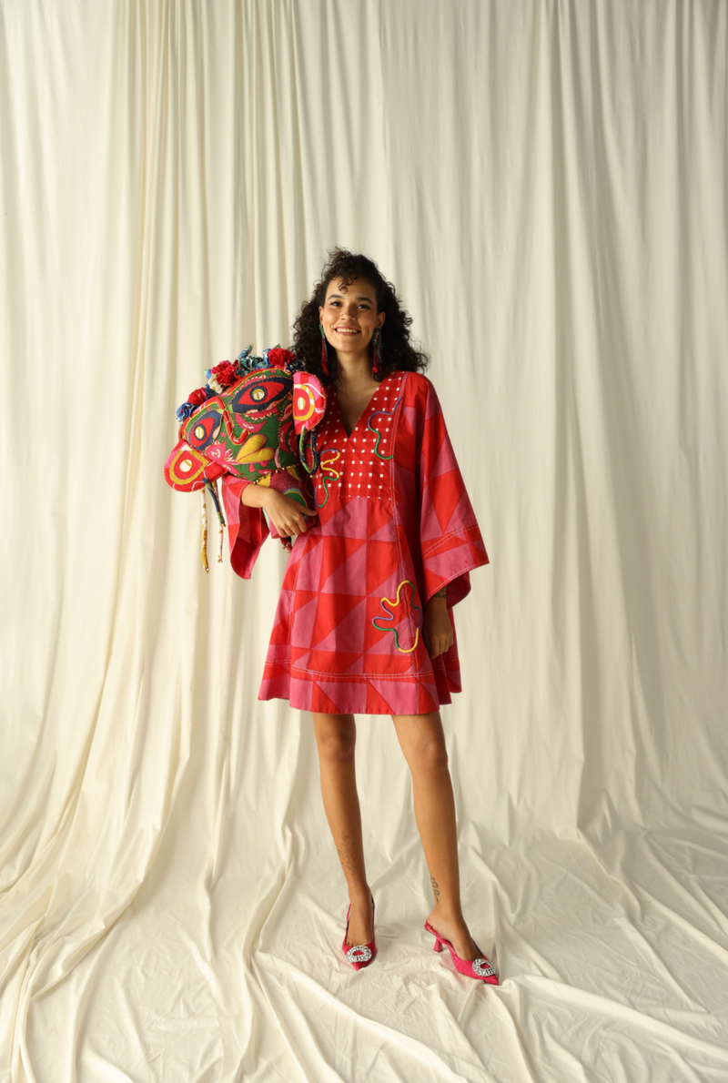 ANDRETTA EMBROIDERED SHIFT DRESS by JodiLife in pink for women in Singapore