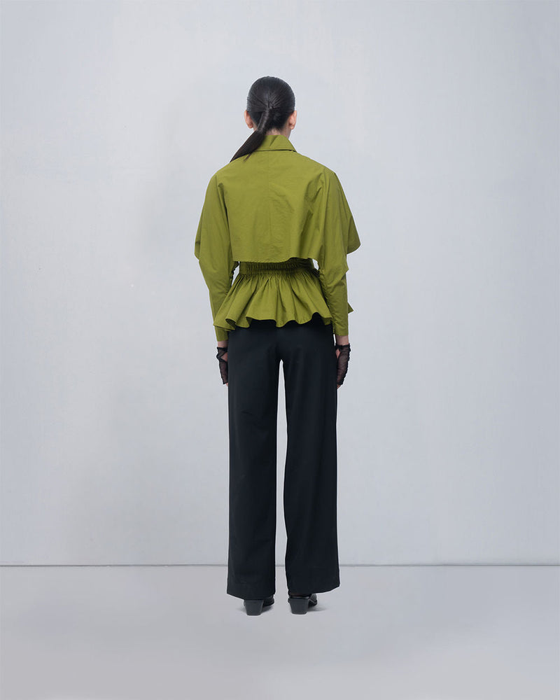 Ninon Top cotton top/shirt by Leh Studios in acid green for women in Singapore