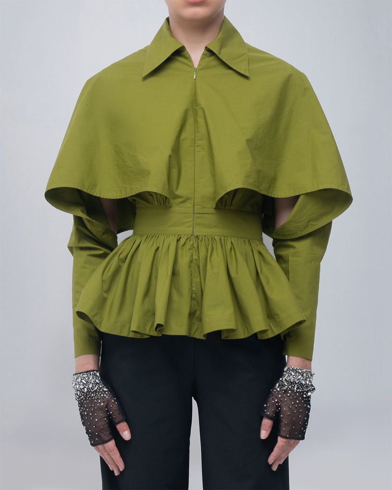 Ninon Top cotton top/shirt by Leh Studios in acid green for women in Singapore