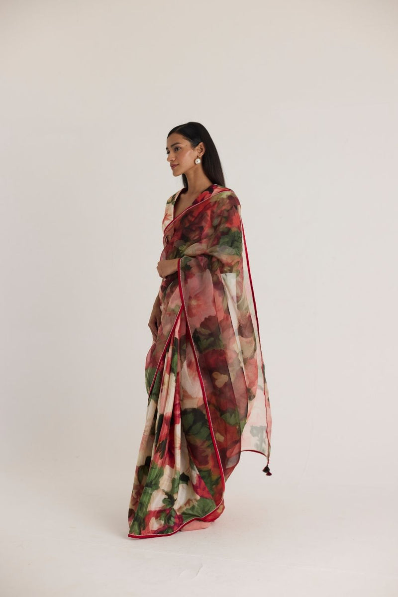 SCARLETT SILK ORGANZA SAREE organza by Yam in multi color for women in Singapore