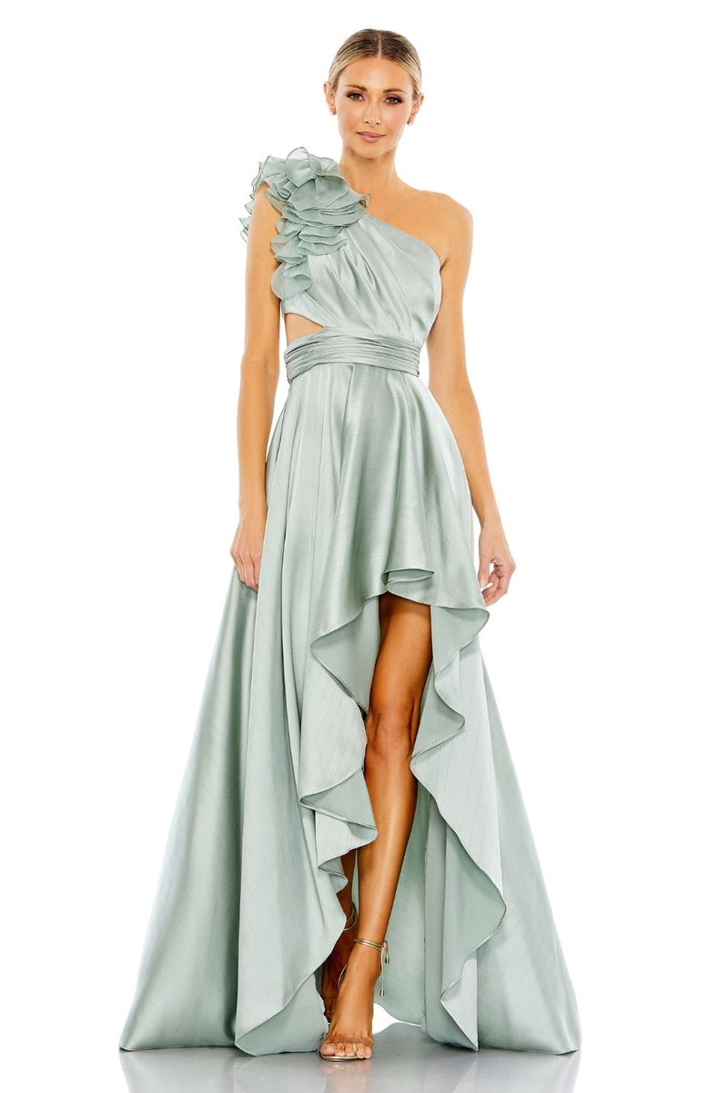 MD-49523 One Shoulder Asymmetric Dress-Grey by Mac Duggal in grey color for women in Singapore