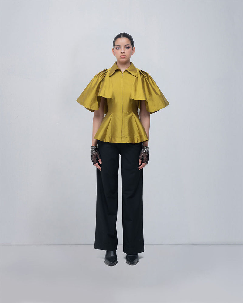 Par Top viscose top/shirt by Leh Studios in y.green for women in Singapore