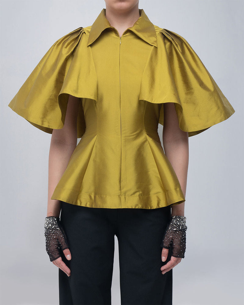 Par Top viscose top/shirt by Leh Studios in y.green for women in Singapore