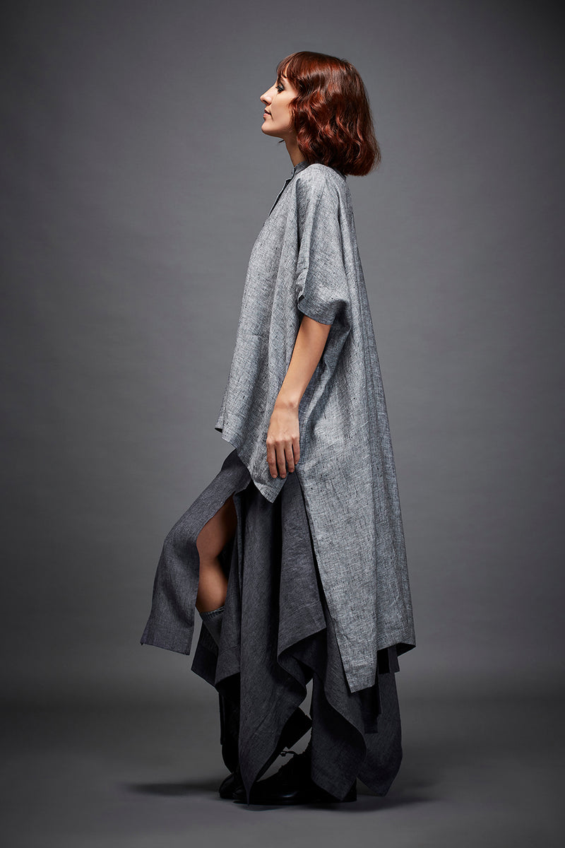 CASEY SHIRT IN GREY SHIRT linen by Chola in grey color for women in Singapore