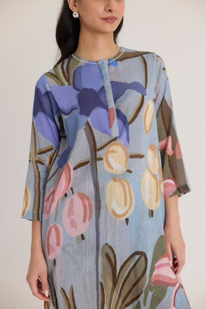 NICO LONG KURTA SET cotton by Yam in blue color for women in Singapore