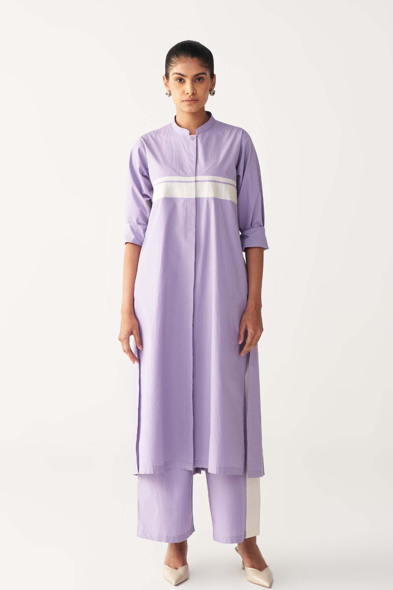 BACK PLEAT JACKET CO-ORD-LAVENDER poplin by THREE for women in Singapore