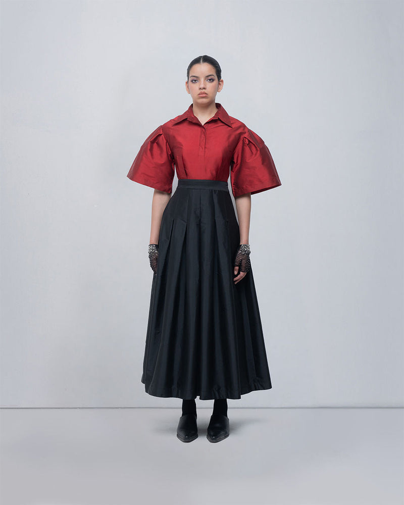 Meego Dress viscose by Leh Studios in red, black for women in Singapore