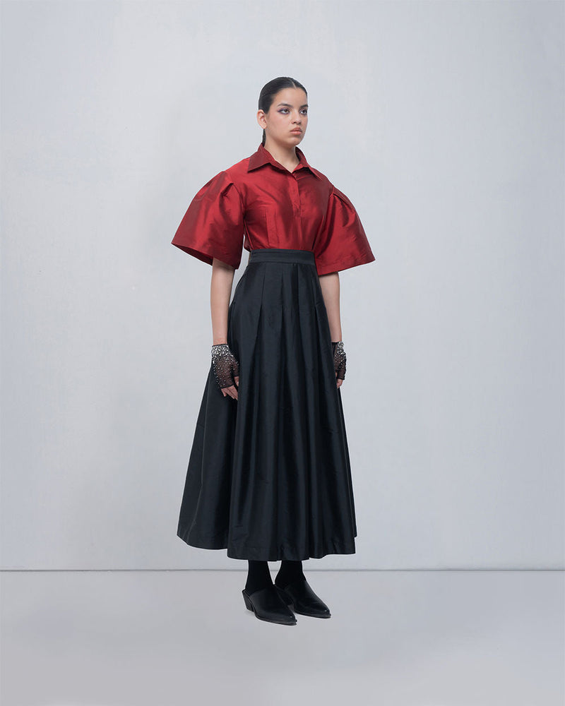 Meego Dress viscose by Leh Studios in red, black for women in Singapore