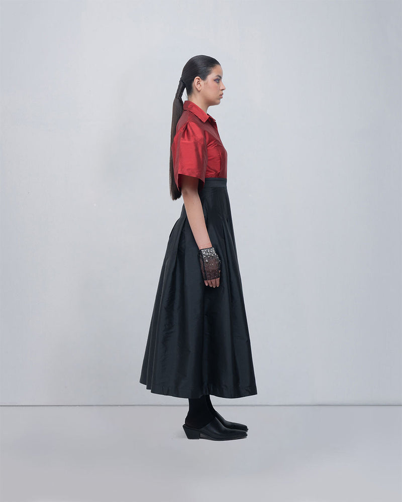 Meego Dress viscose by Leh Studios in red, black for women in Singapore