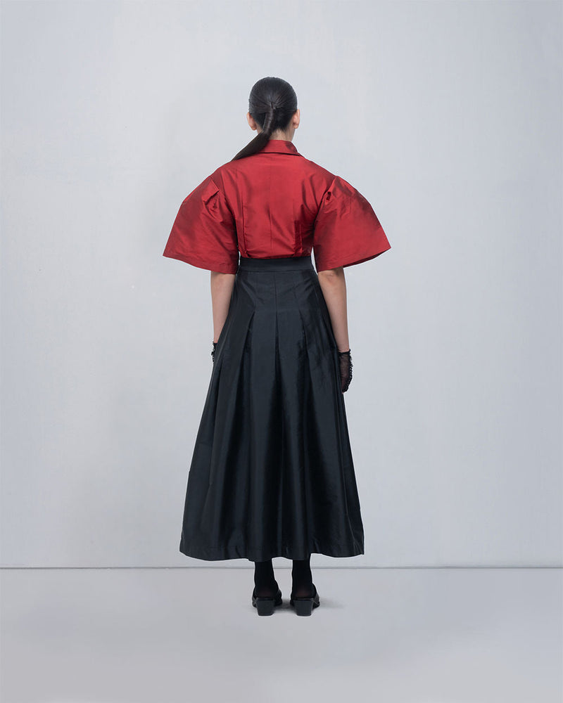 Meego Dress viscose by Leh Studios in red, black for women in Singapore