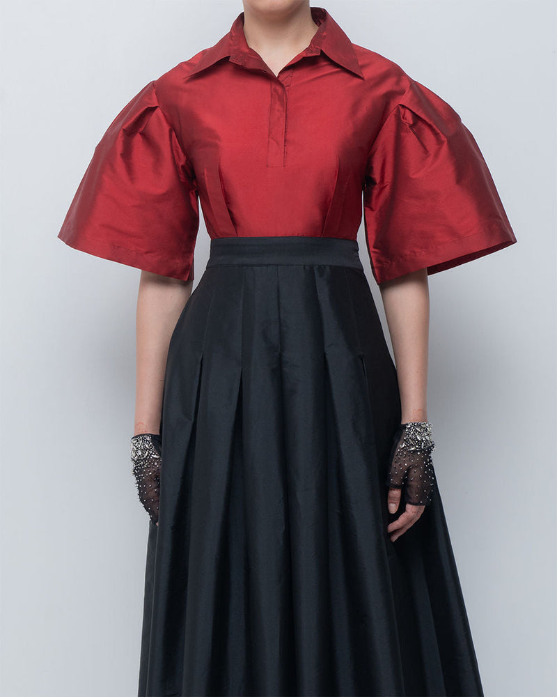 Meego Dress viscose by Leh Studios in red, black for women in Singapore