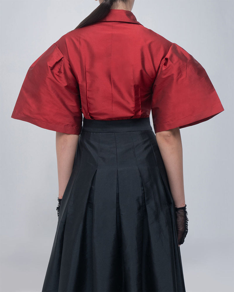 Meego Dress viscose by Leh Studios in red, black for women in Singapore