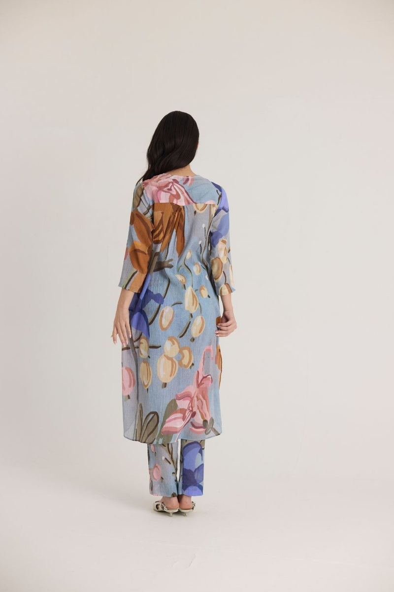 NICO LONG KURTA SET cotton by Yam in blue color for women in Singapore