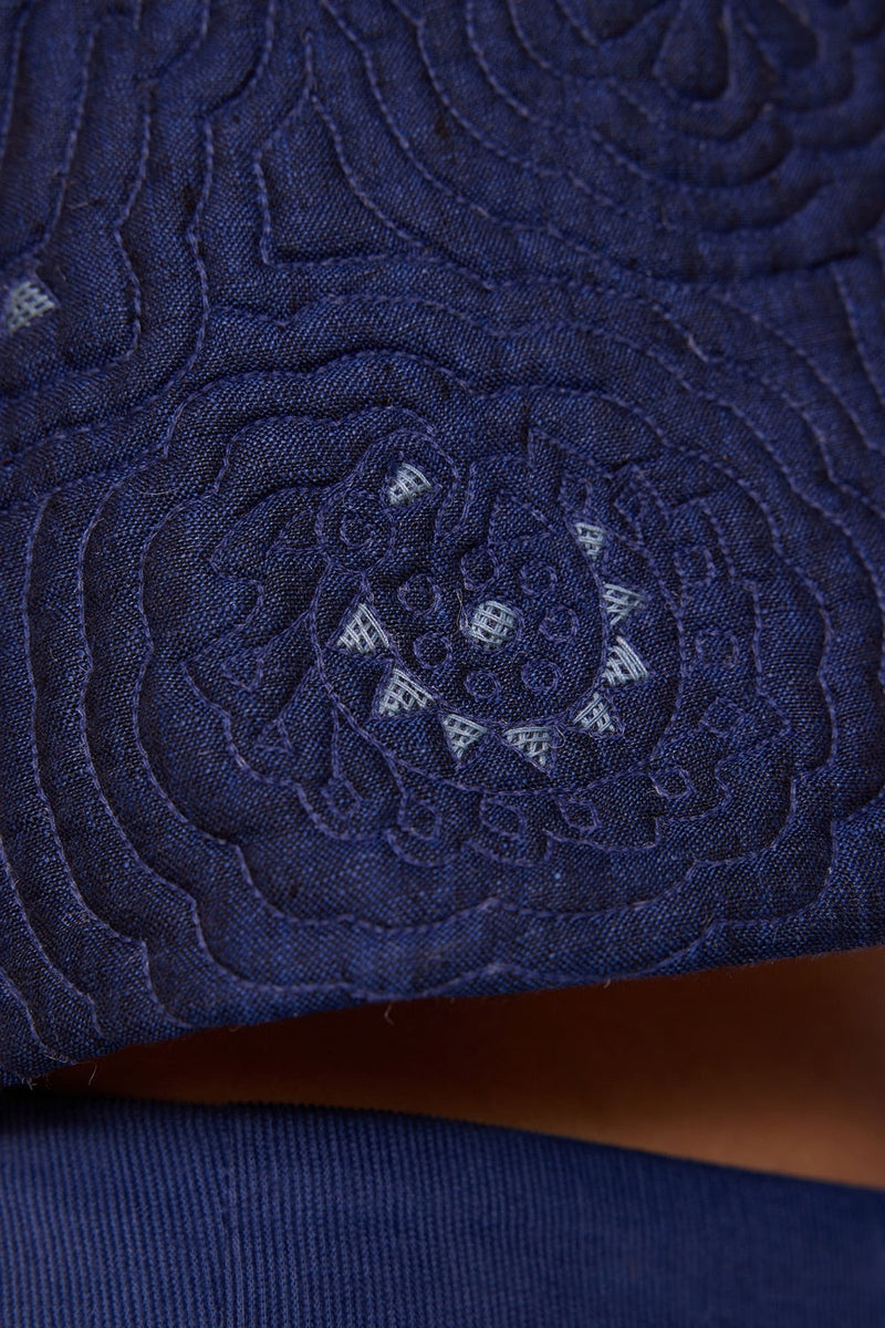 Toni Blue Quilted Linen Top
