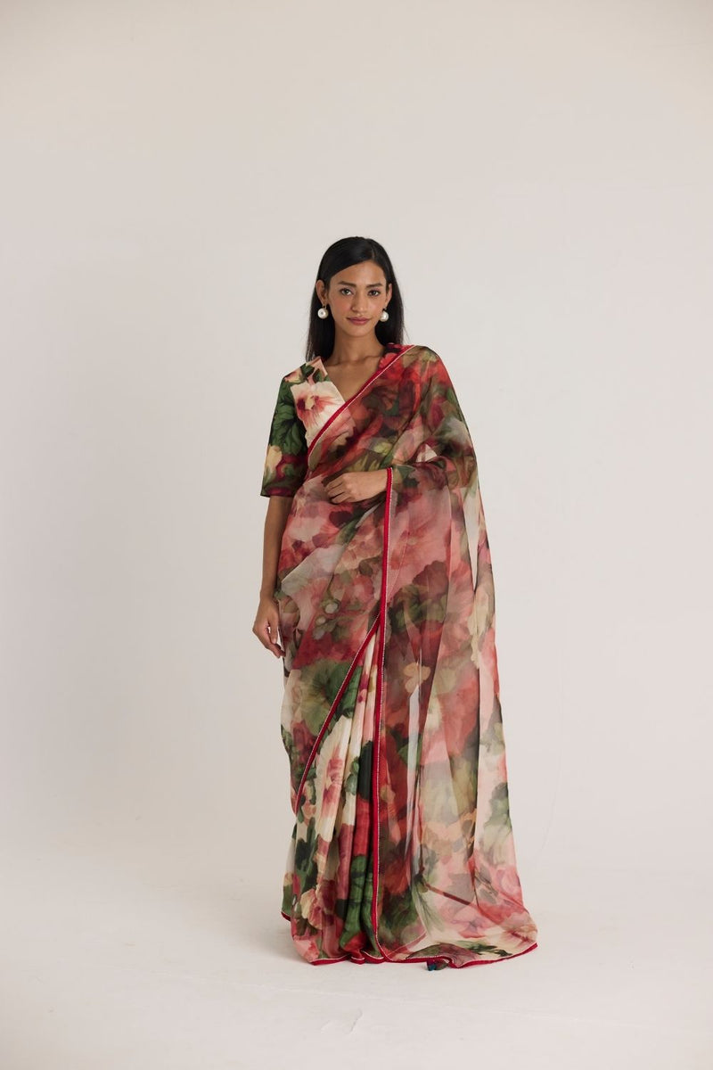 SCARLETT SILK ORGANZA SAREE organza by Yam in multi color for women in Singapore