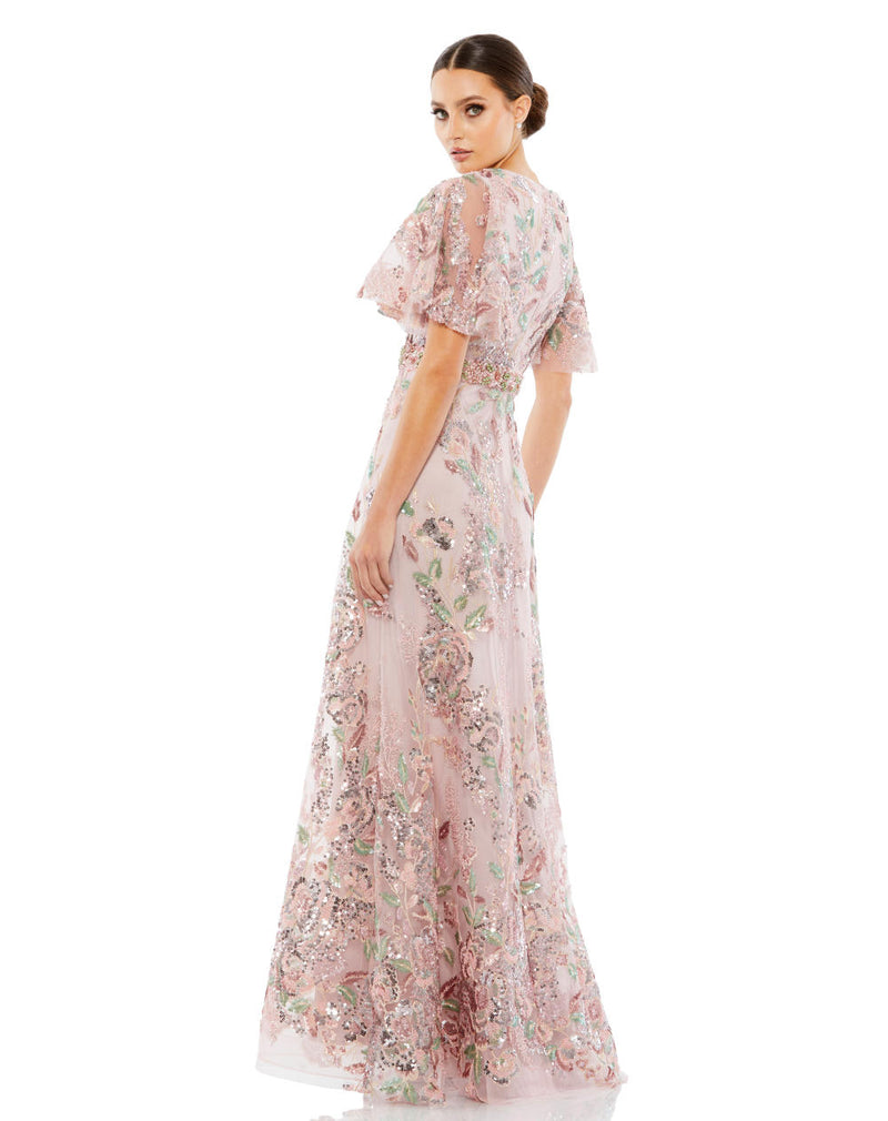 MD-67880 Flared Long Gown-Beige by Mac Duggal in beige color for women in Singapore