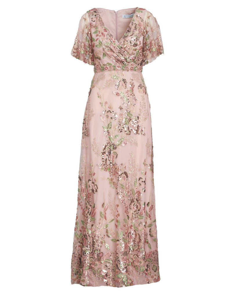 MD-67880 Flared Long Gown-Beige by Mac Duggal in beige color for women in Singapore