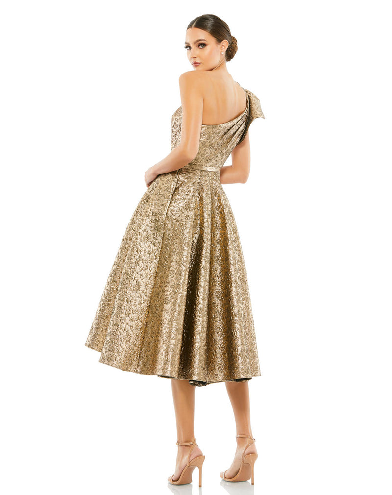 MD-67906 One Sh Flared Dress-Brown by Mac Duggal in brown color for women in Singapore