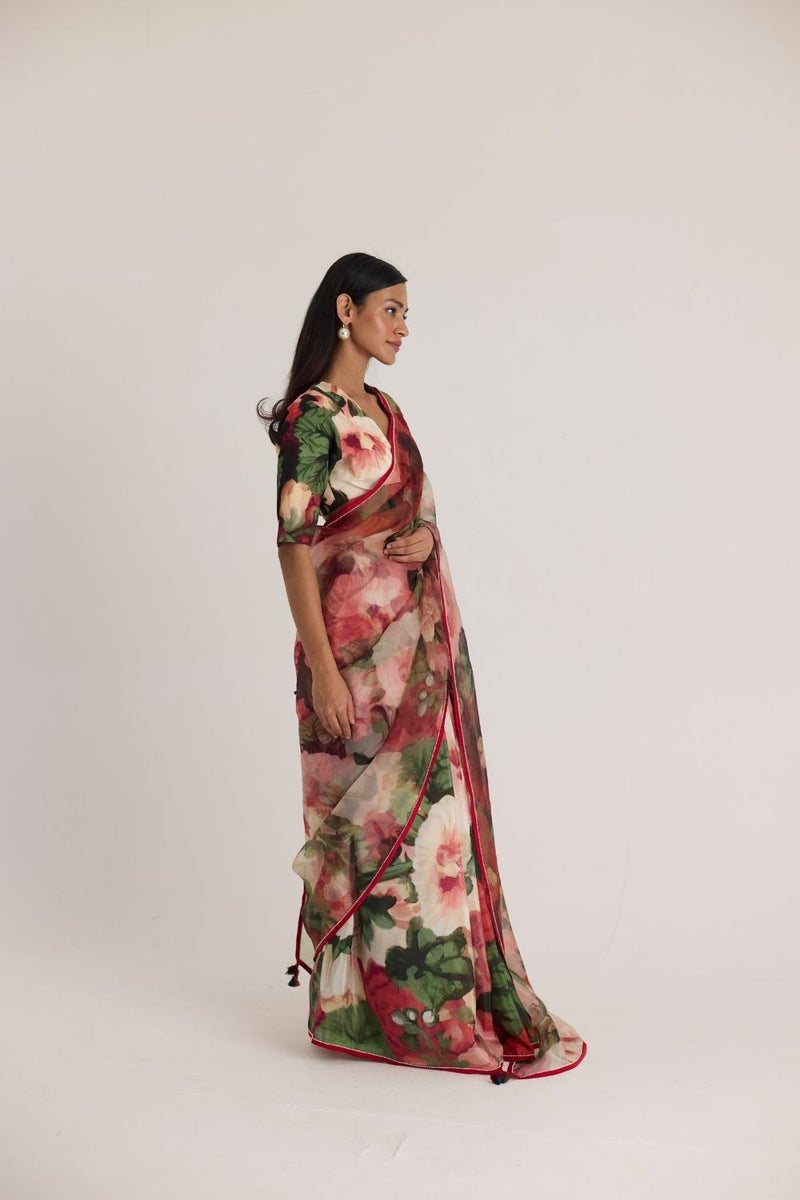 SCARLETT SILK ORGANZA SAREE organza by Yam in multi color for women in Singapore