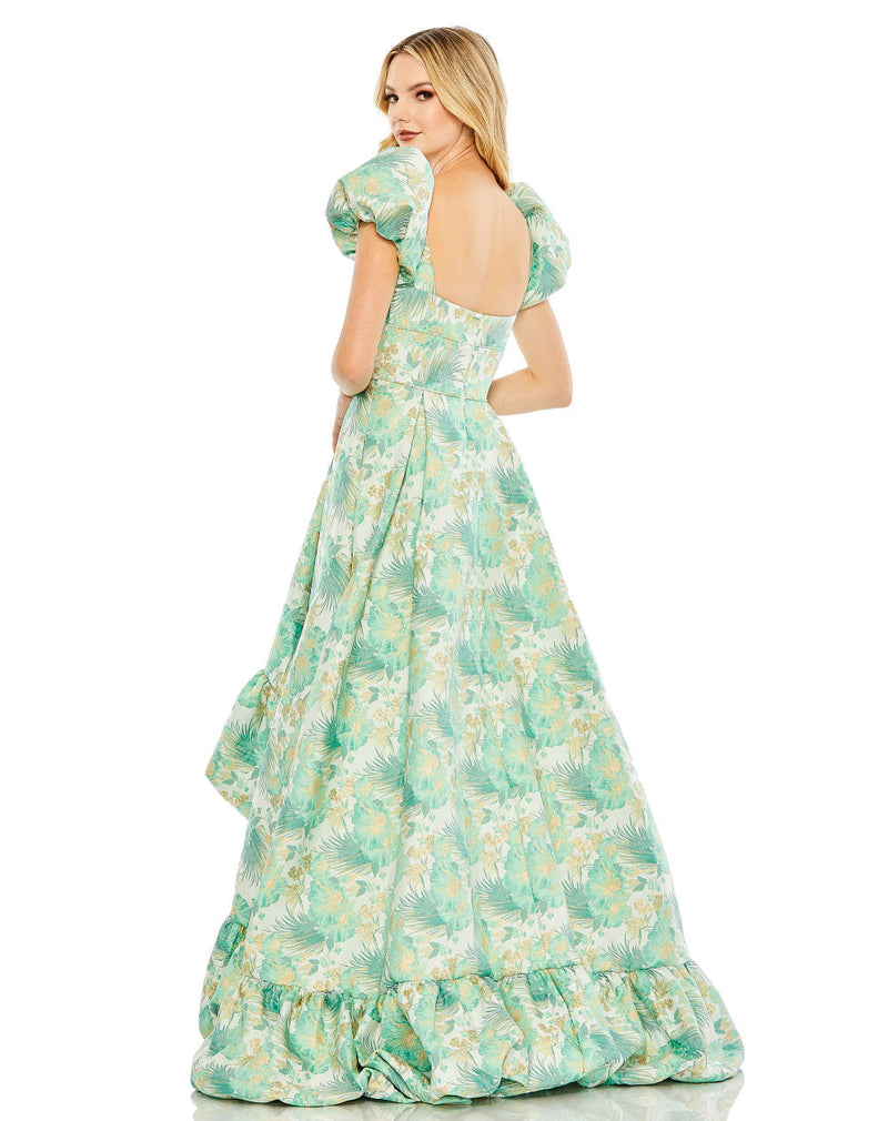 MD-68276 Asymmetric Brocade Dress-Green by Mac Duggal in green color for women in Singapore