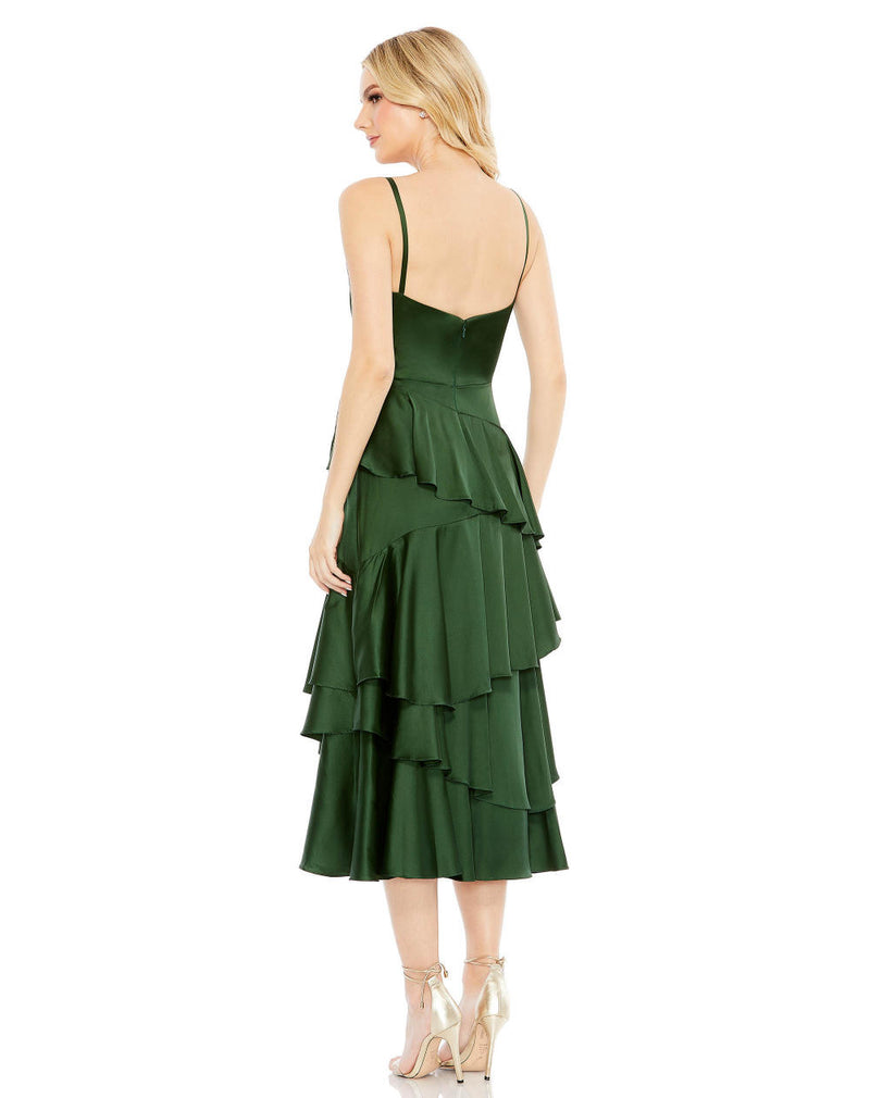 68300-Charmeuse Ruffle Tiered Spaghetti Strap Dress by Mac Duggal in green color for women in Singapore