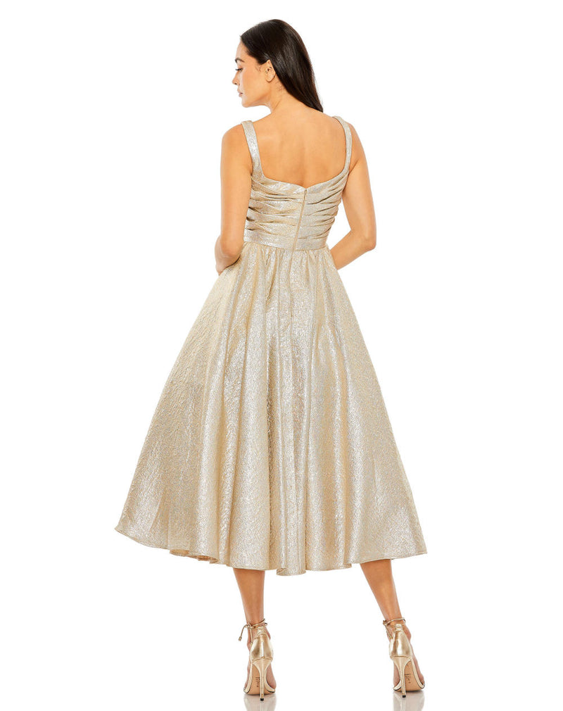 MD-68350 Shimmer Middi Dress-Gold by Mac Duggal in gold color for women in Singapore