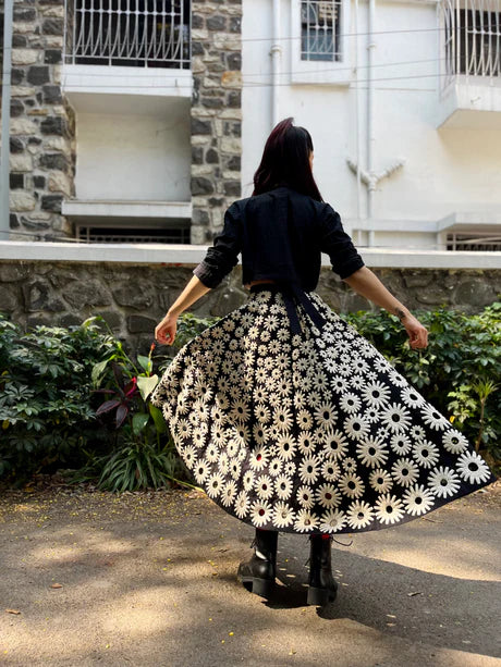 Guldasta Skirt cotton by Ka-Sha in black color for women in Singapore
