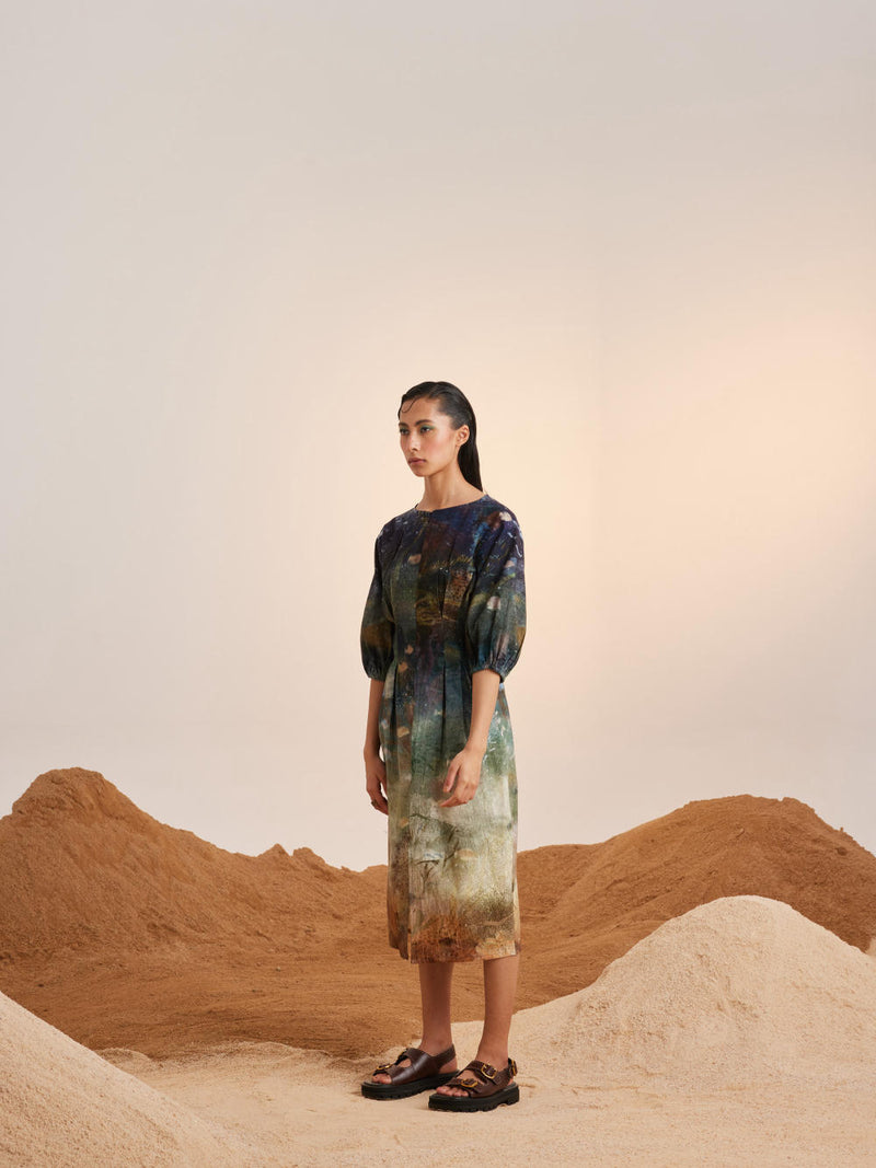 Shaft Dress-Underwater cotton Dress by CORD for women in Singapore