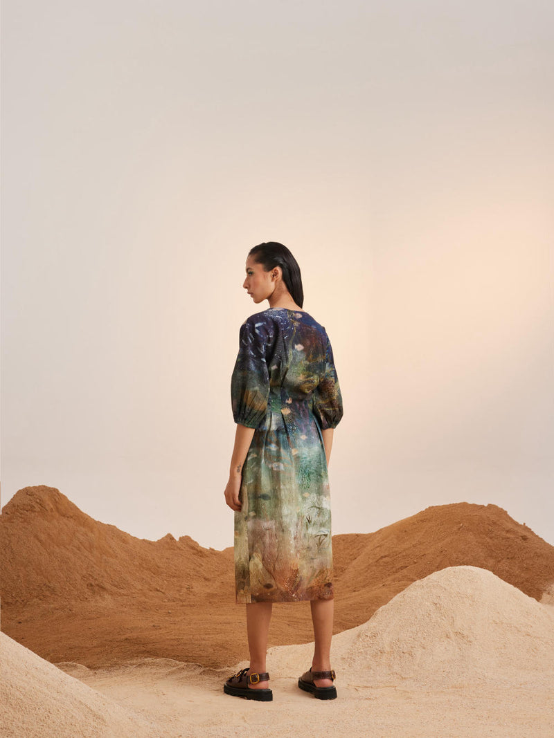 Shaft Dress-Underwater cotton Dress by CORD for women in Singapore