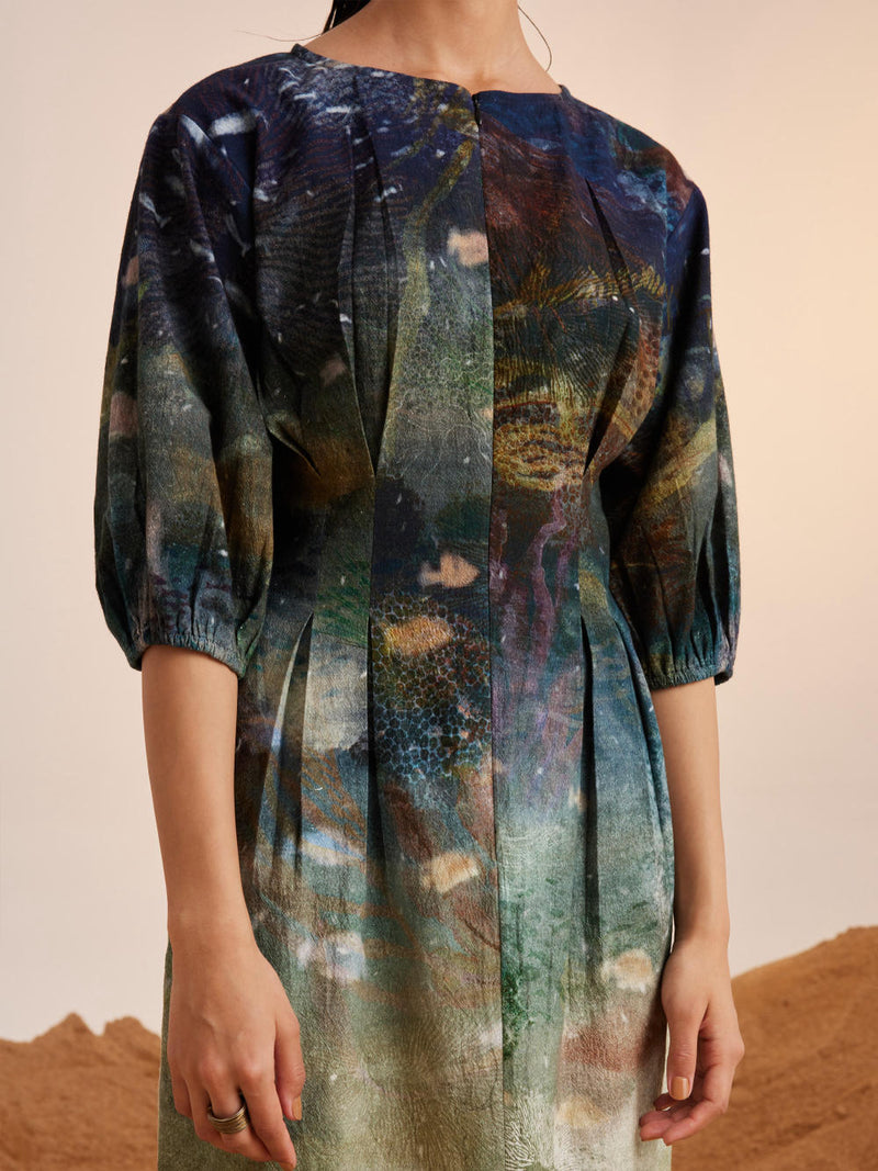 Shaft Dress-Underwater cotton Dress by CORD for women in Singapore