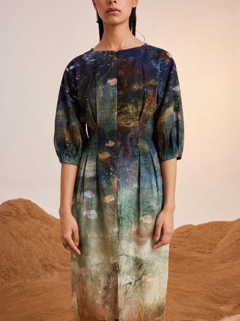 Shaft Dress-Underwater cotton Dress by CORD for women in Singapore