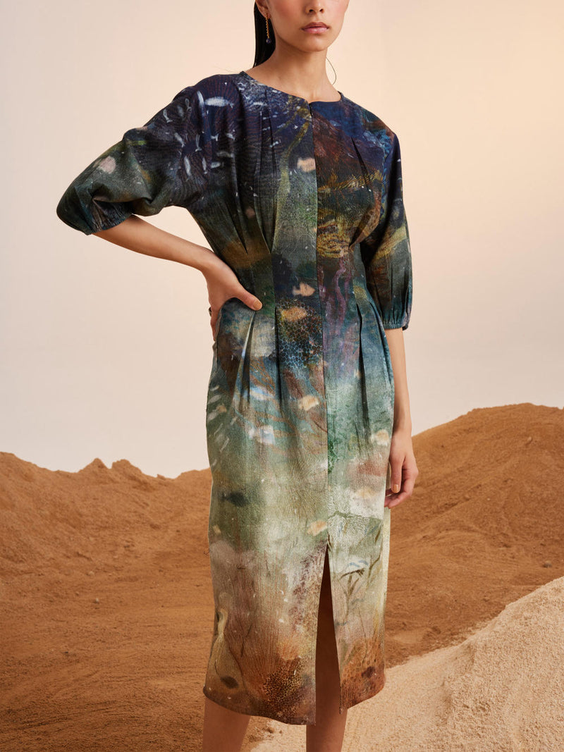 Shaft Dress-Underwater cotton Dress by CORD for women in Singapore