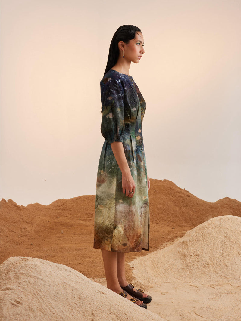 Shaft Dress-Underwater cotton Dress by CORD for women in Singapore
