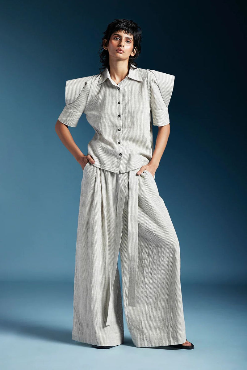 Phoenix Shirt-Bw Hairline Stripes cotton by Chola for women in Singapore