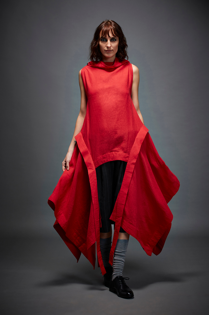DIANA TOP linen by Chola in red color for women in Singapore