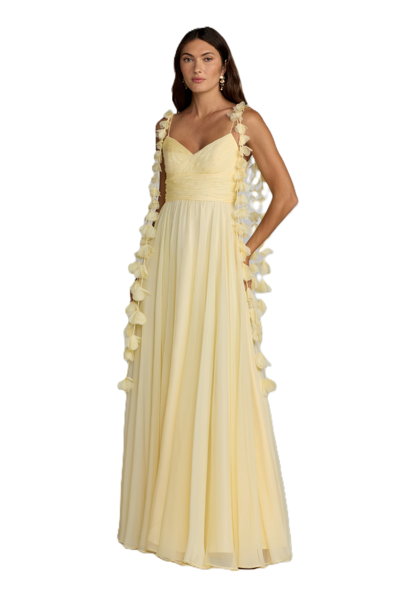 69086 - Yellow Chiffon A-Line maxi Dress chiffon by Mac Duggal in yellow color for women in Singapore