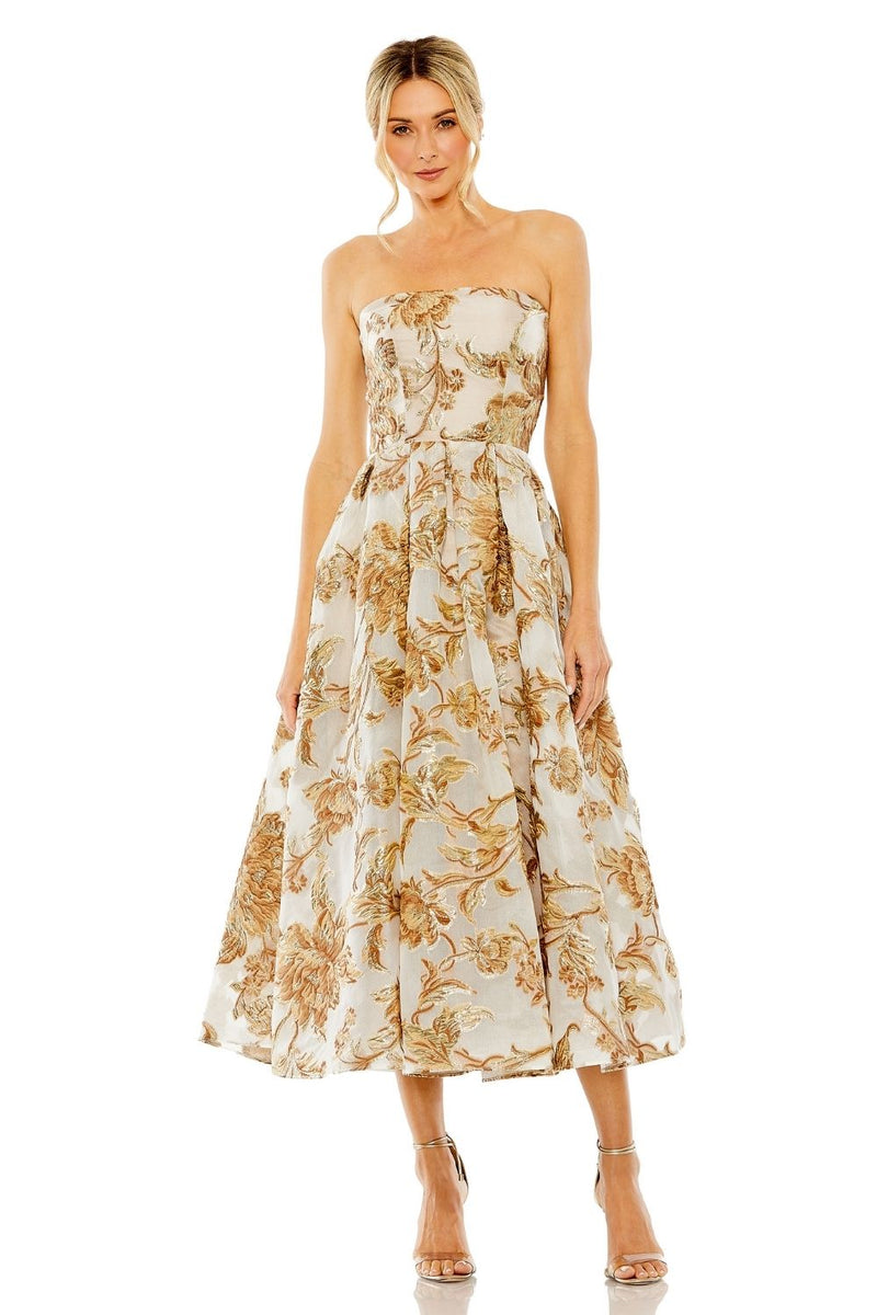 MD-20716 Tube Midi Dress-Brown by Mac Duggal in brown color for women in Singapore