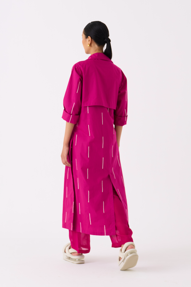 EMB. TIE JACKET-FUSCHIA poplin by THREE for women in Singapore