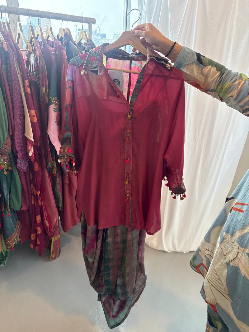 CPFP26-26 ELICIA WINE with pants-Size FS