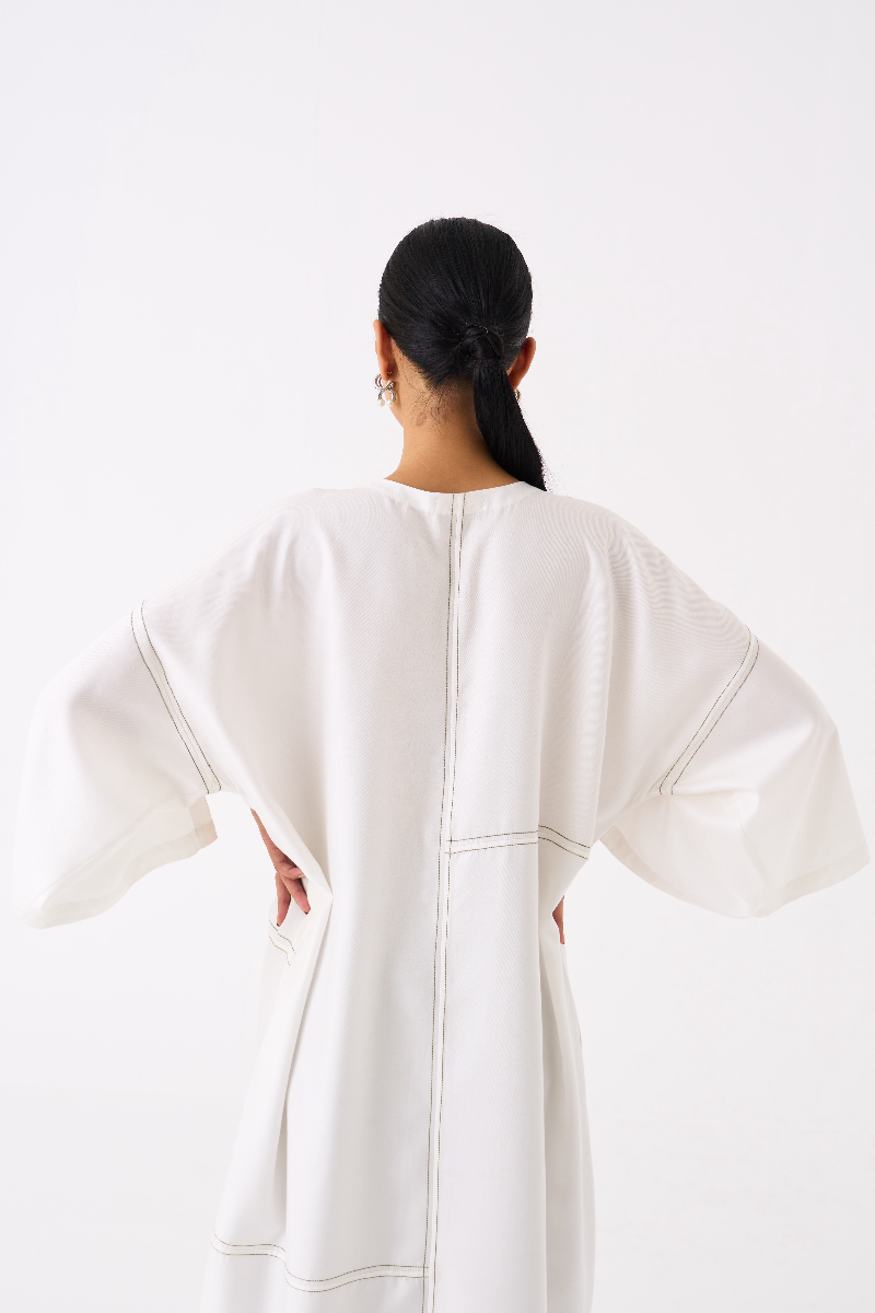 PATCH POCKET TUNIC-IVORY by THREE in ivory color for women in Singapore