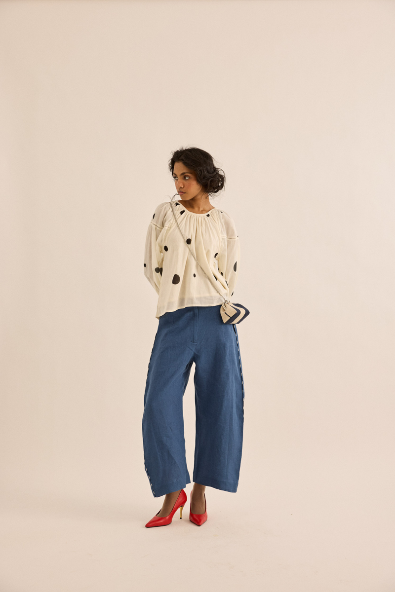 Snowdot Top mul top/shirt by Khara Kapas in ivory for women in Singapore