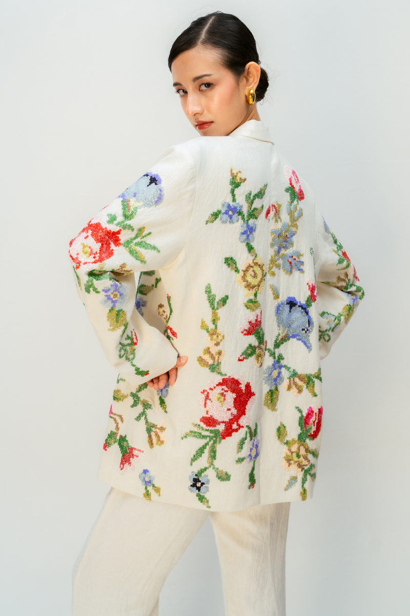 CORAL HAZE JACKET linen jacket/overlay by Ode to Odd in off white for women in Singapore
