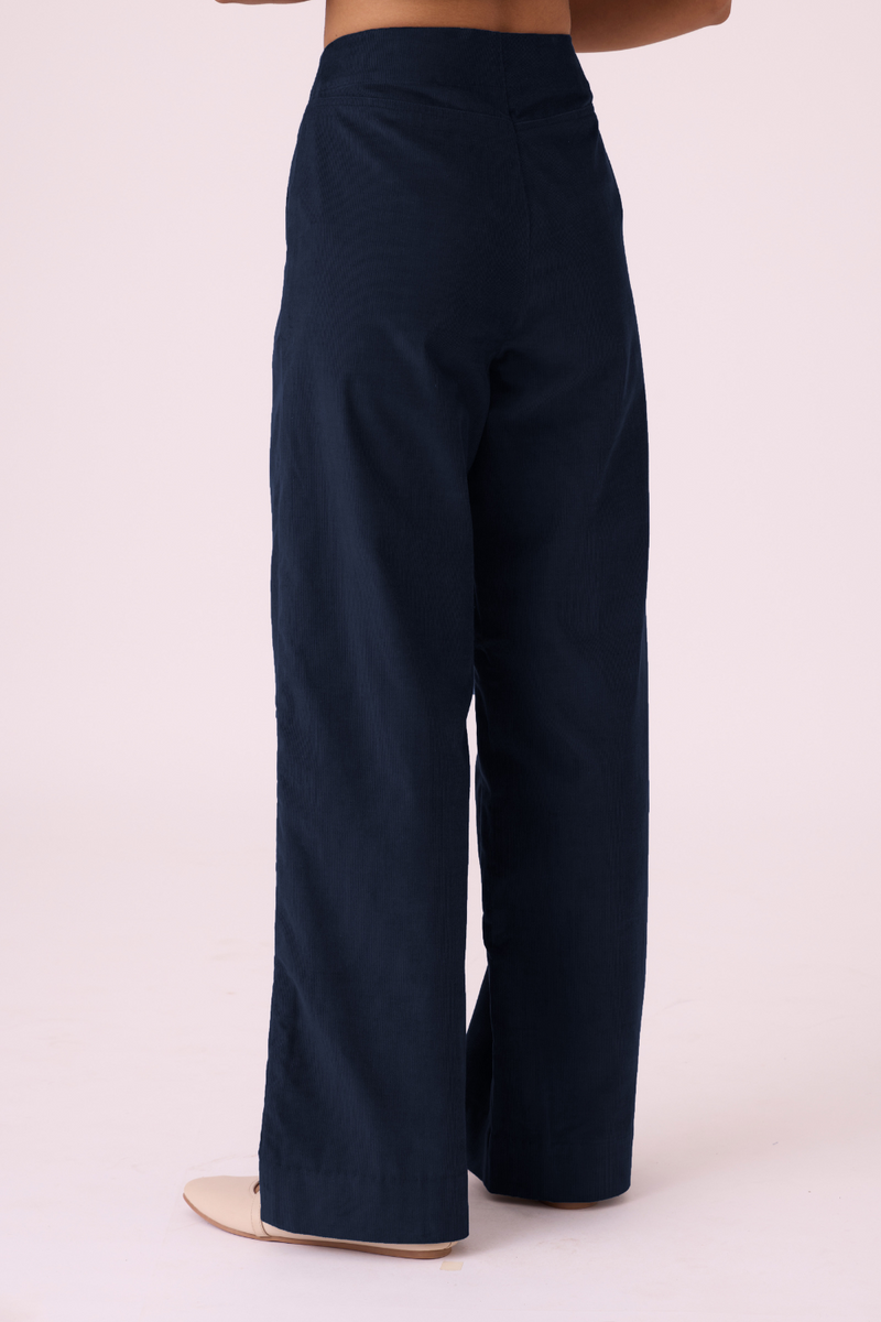 Hatchi Blue Corduroy Pants corduroy by The Summer House in blue color for women in Singapore